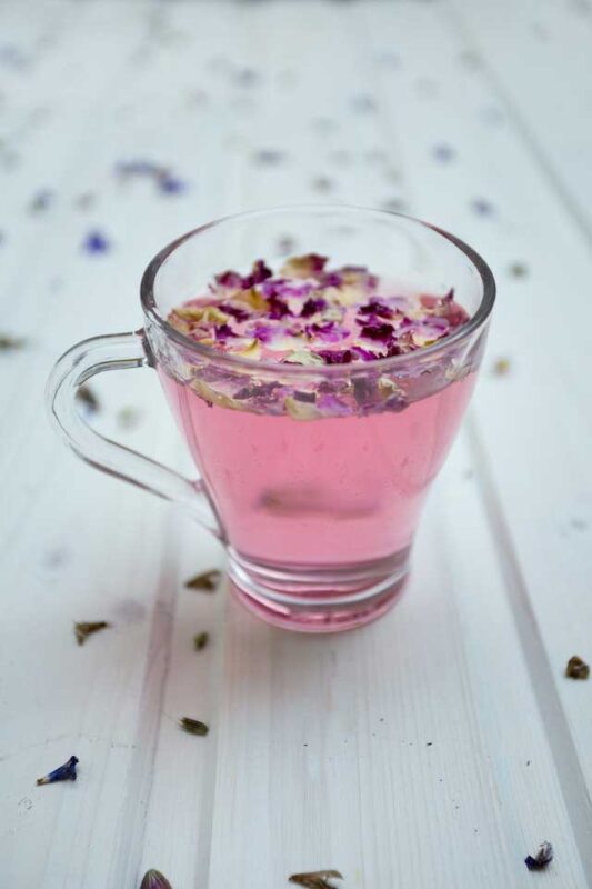 Herbal tea made of rose petals